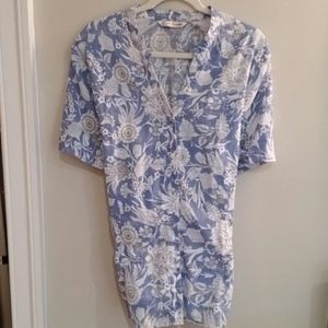 Avenue Blue & Cream short sleeved blouse Plus size